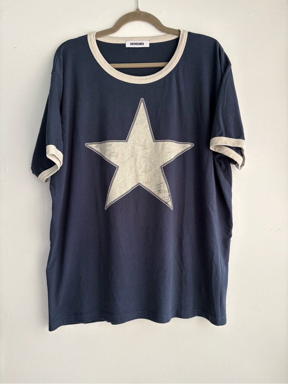 Free People Daydreamer Classic Star Oversized Ringer Tee🔥XL• Navy